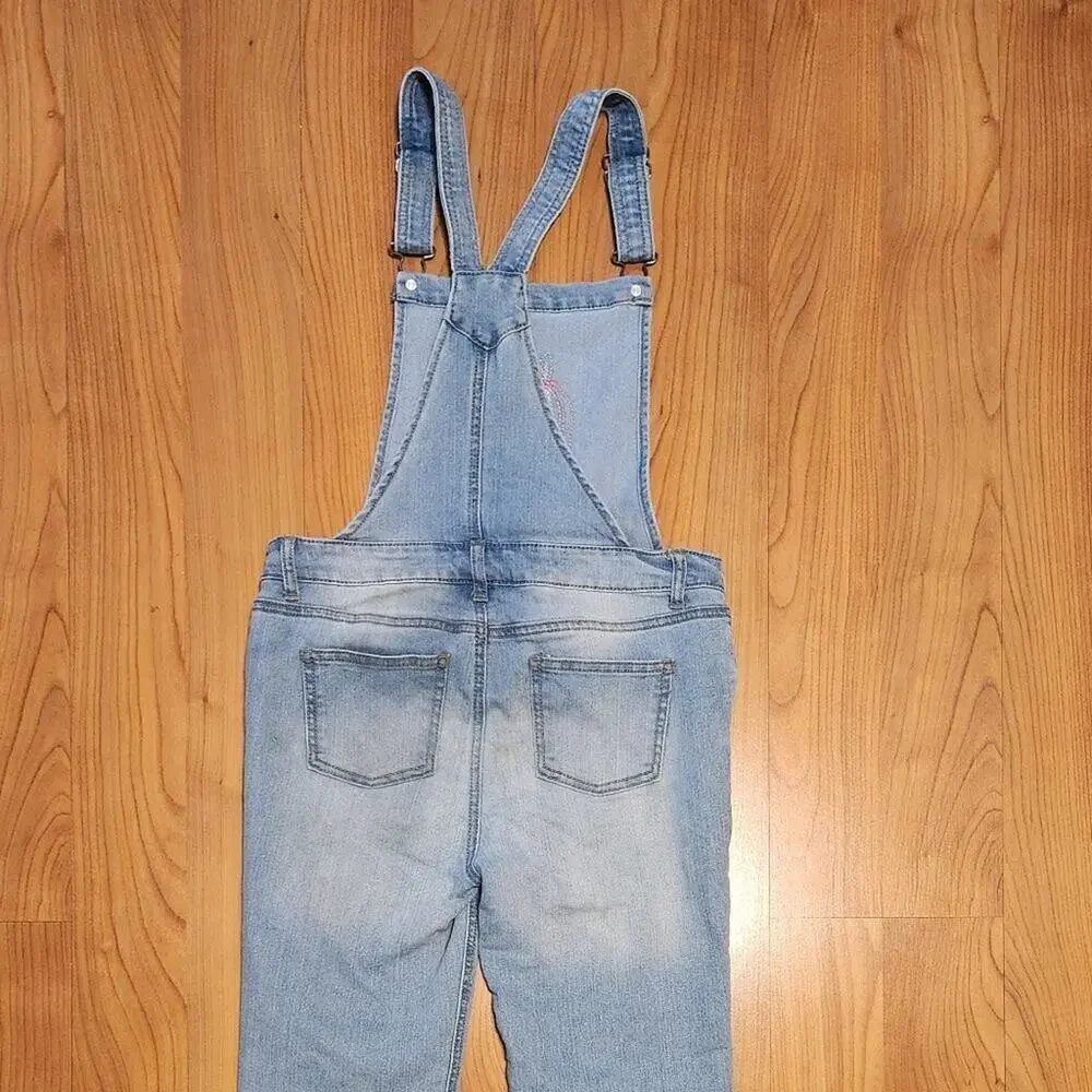 Cat & Jack Bib Overalls Embroidered Unicorn Super Stretch Youth L 10/12